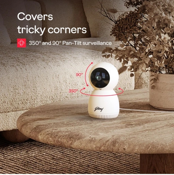 Godrej ACE PRO Smart Home Camera with 3MP Full HD Smart Wi-Fi Security Night Vision (White) With 64GB Memory Card Cp Plus