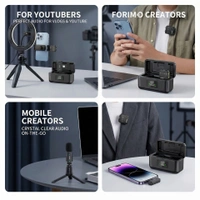 XUNDD X58 Mini Wireless Microphone (2 Mic + 1 Receiver) Colour:Black