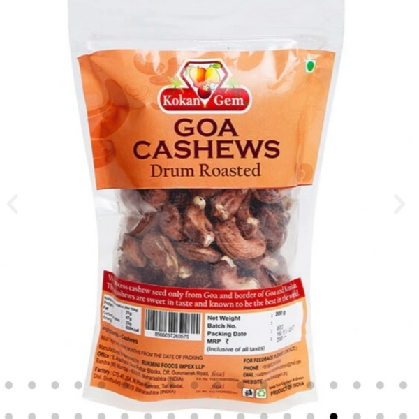 Goa Cashews
Drum Roasted 200gm