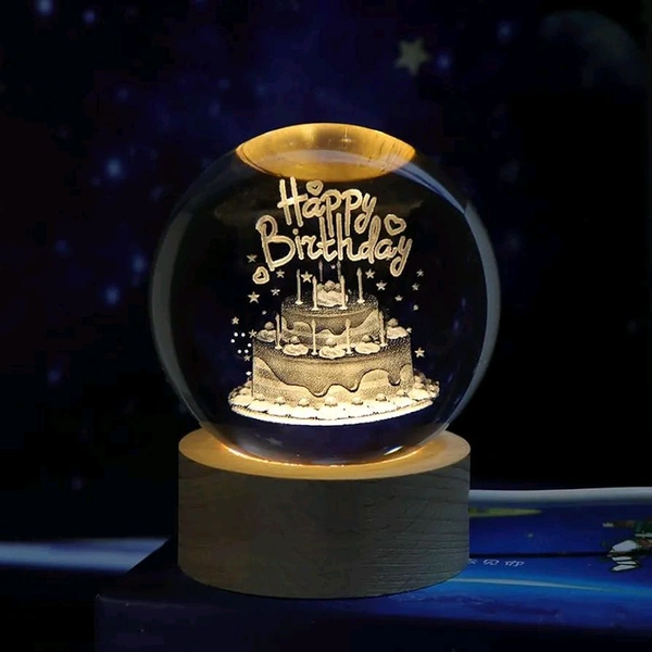 Happy Birthday Crystal Ball Lamp