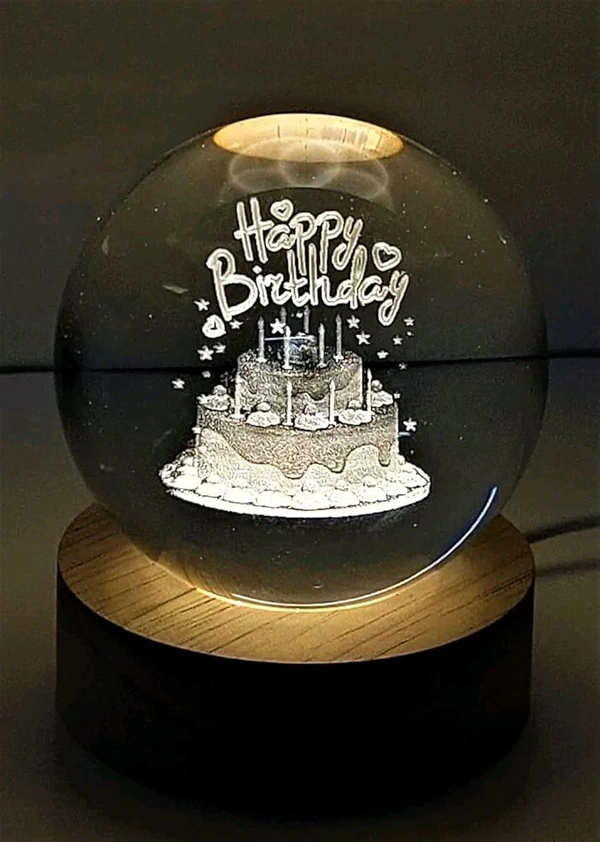 Happy Birthday Crystal Ball Lamp