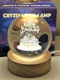 Happy Birthday Crystal Ball Lamp
