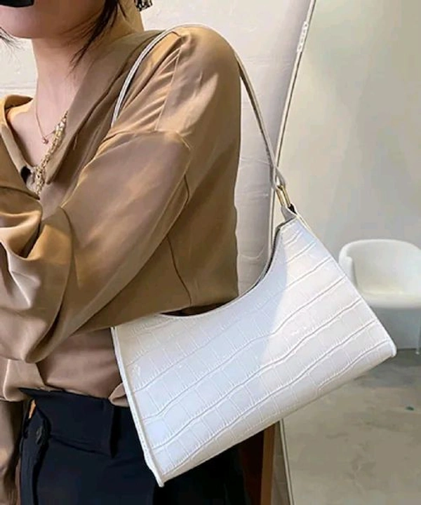 Radiance Elegant White Croc-Embossed Shoulder Bag
