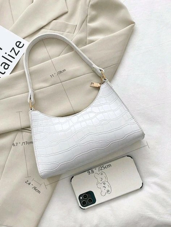 Radiance Elegant White Croc-Embossed Shoulder Bag
