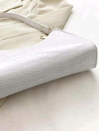 Radiance Elegant White Croc-Embossed Shoulder Bag
