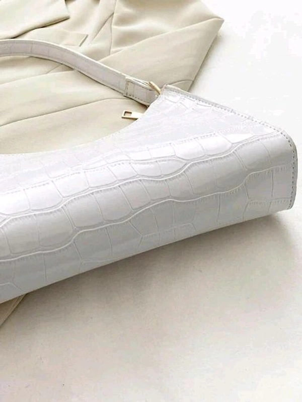 Radiance Elegant White Croc-Embossed Shoulder Bag
