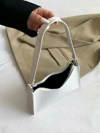 Radiance Elegant White Croc-Embossed Shoulder Bag
