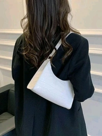 Radiance Elegant White Croc-Embossed Shoulder Bag
