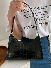 Radiance  Chic Black Croc-Embossed Shoulder Bag