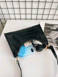 Radiance  Chic Black Croc-Embossed Shoulder Bag