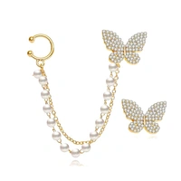 Radiance  Elegant Butterfly Pearl Ear Cuff Set