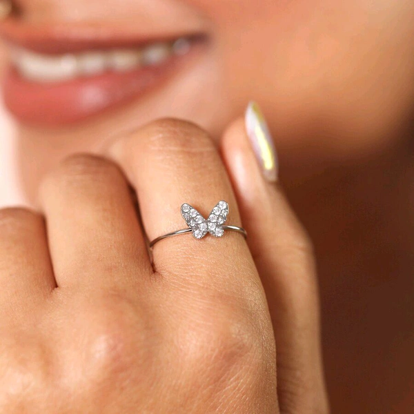 Radiance  Dainty Crystal Butterfly Ring