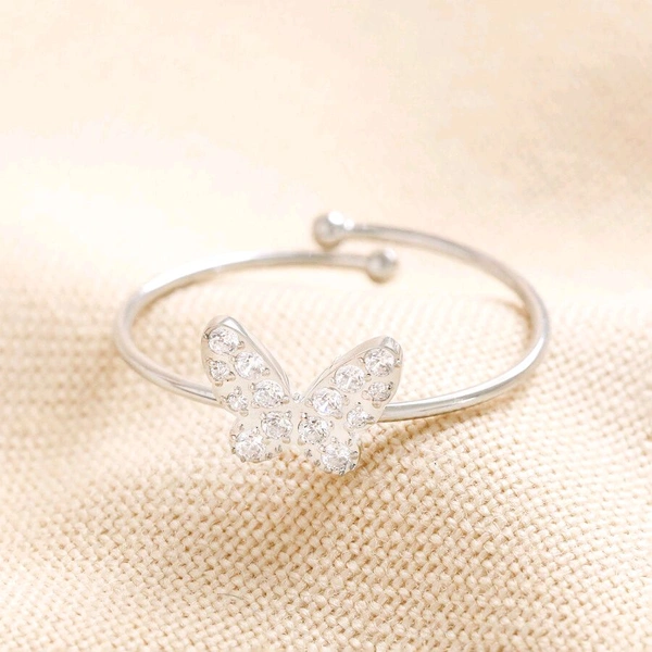 Radiance  Dainty Crystal Butterfly Ring