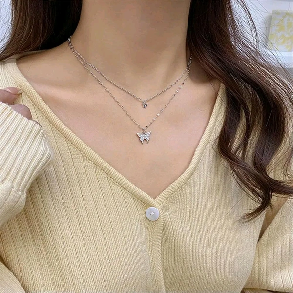Radiance  Layered Butterfly Pendant Necklace