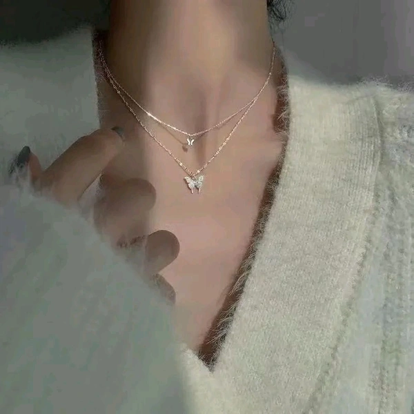Radiance  Layered Butterfly Pendant Necklace