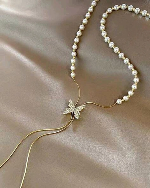 Radiance  Elegant Pearl Bow Drop Necklace