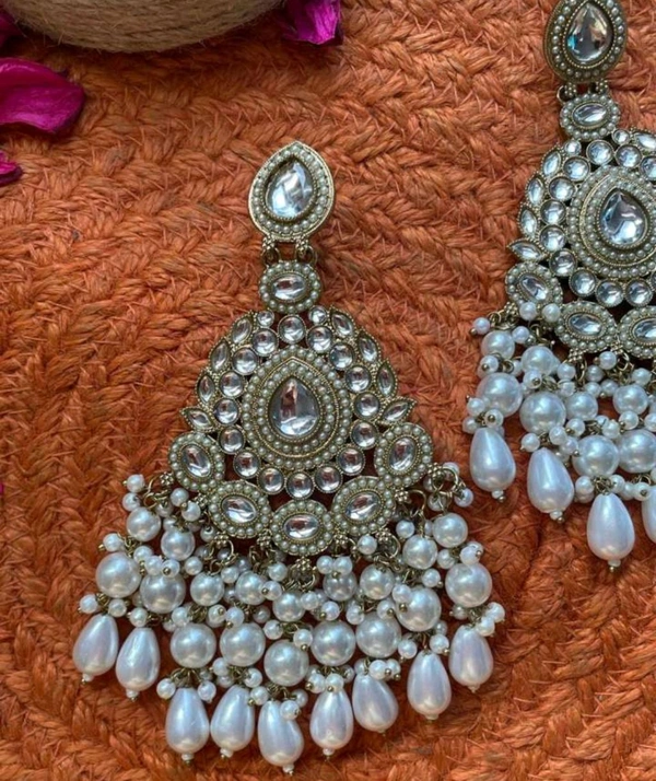 Radiance  Royal Teardrop Kundan & Pearl Dangler Earrings