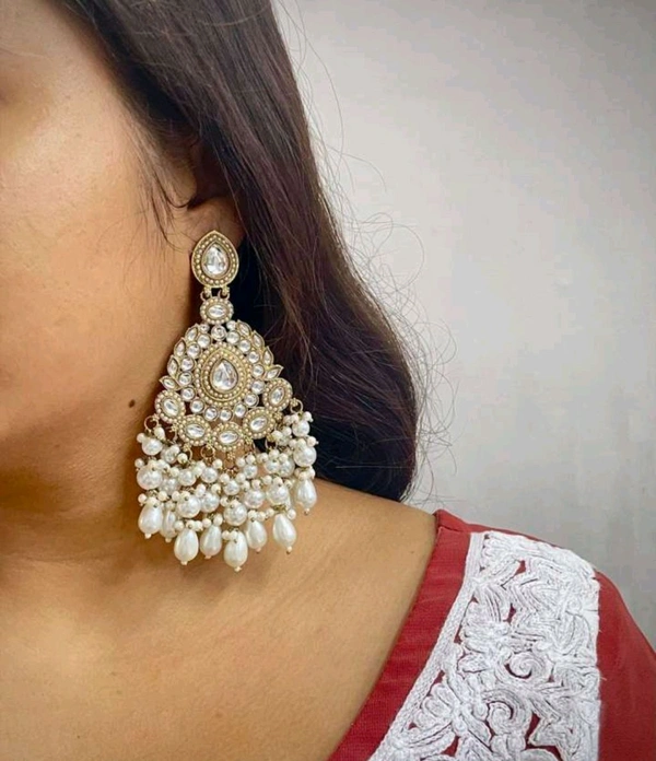 Radiance  Royal Teardrop Kundan & Pearl Dangler Earrings