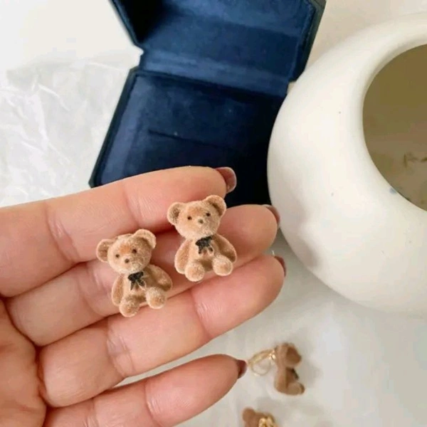 Radiance  Plush Teddy Bear Stud Earrings Pack Of 2 Sets 