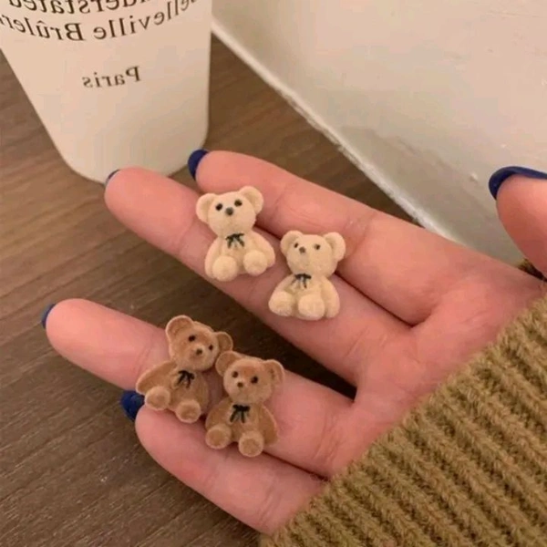 Radiance  Plush Teddy Bear Stud Earrings Pack Of 2 Sets 