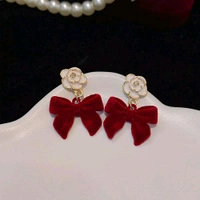 Radiance  Velvet Bow & Floral Stud Earrings