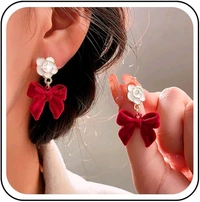 Radiance  Velvet Bow & Floral Stud Earrings