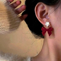 Radiance  Velvet Bow & Floral Stud Earrings