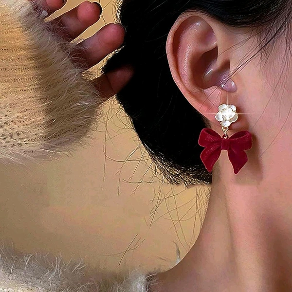 Radiance  Velvet Bow & Floral Stud Earrings