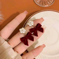Radiance  Velvet Bow & Floral Stud Earrings