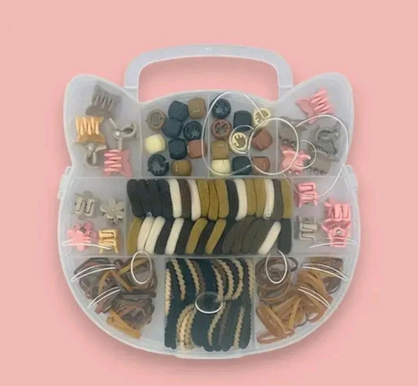Radiance  Cute Hair Rubber Band & Beads Clutcher - Brown Multicolor color Abs Plastic Juttu clipu