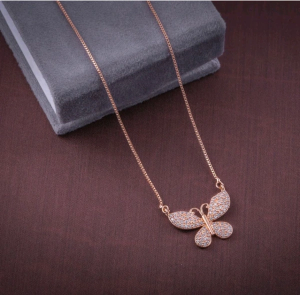 Radiance  American Diamond Pendal Chain In Rose Gold For Girls & Women's
