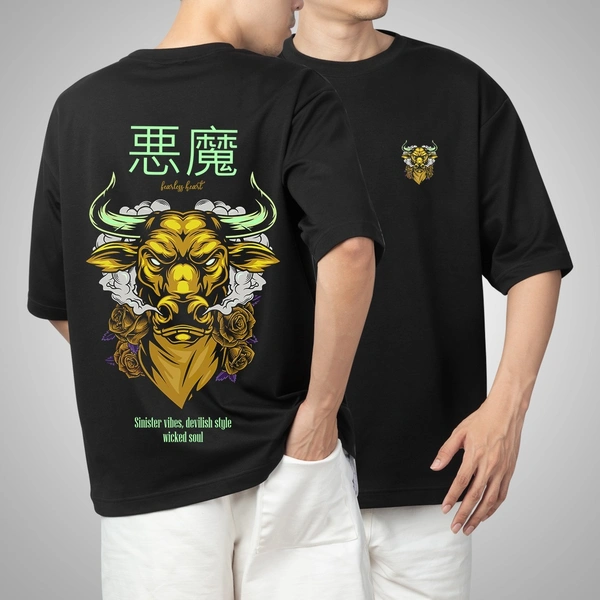 Fitforall® Sinister Vibe Oversized T Shirt For Men  - XXL-46, Black