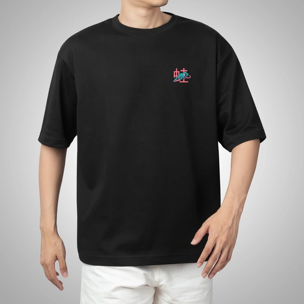 Fitforall® Frog Cute Vibe Oversized T-Shirt For Unisex With 3 Color - Black, M-40