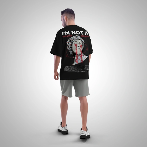Fitforall® Gangester Printed Oversized T-Shirt - XL-44, Black