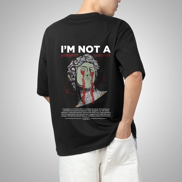 Fitforall® Gangester Printed Oversized T-Shirt - XL-44, Black