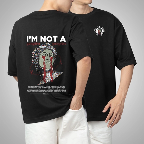 Fitforall® Gangester Printed Oversized T-Shirt - XL-44, Black