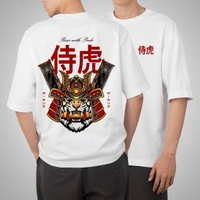 Fitforall® Japanese Tiger  Printed Black Oversized T-Shirt For Men - L-42, White
