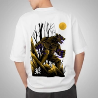Fitforall® Lycanthropy Printed Black Oversized T-Shirt For Men - Black, L-42