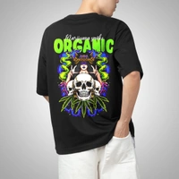 Fitforall® Mariijauna Printed Black Oversized T-Shirt For Unisex - Black, L-42