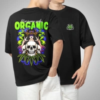 Fitforall® Mariijauna Printed Black Oversized T-Shirt For Unisex - Black, L-42