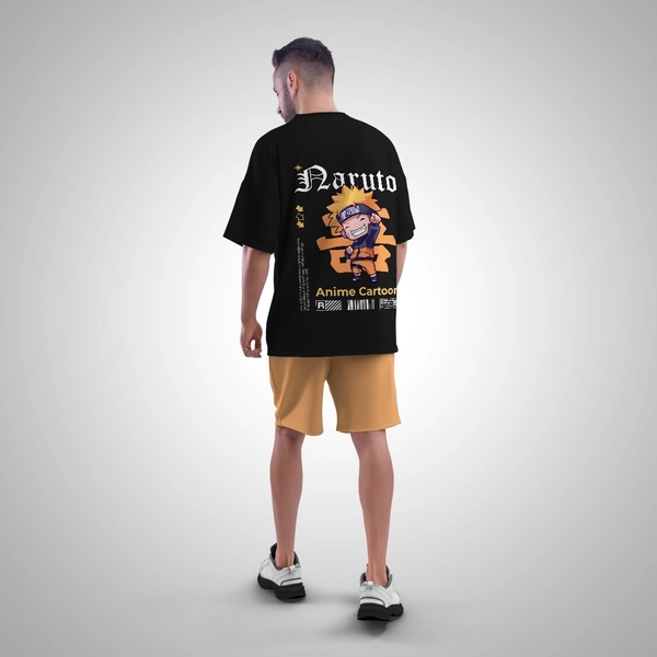 Fitforall® Naruto Printed Black Oversized T-Shirt For Men - Black, L-42