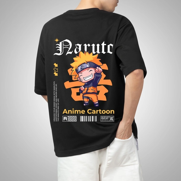 Fitforall® Naruto Printed Black Oversized T-Shirt For Men - Black, L-42