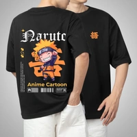 Fitforall® Naruto Printed Black Oversized T-Shirt For Men - Black, L-42