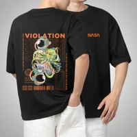 Fitforall® Octopus Nasa Printed Black Oversized T-shirt for Men - Black, M-40