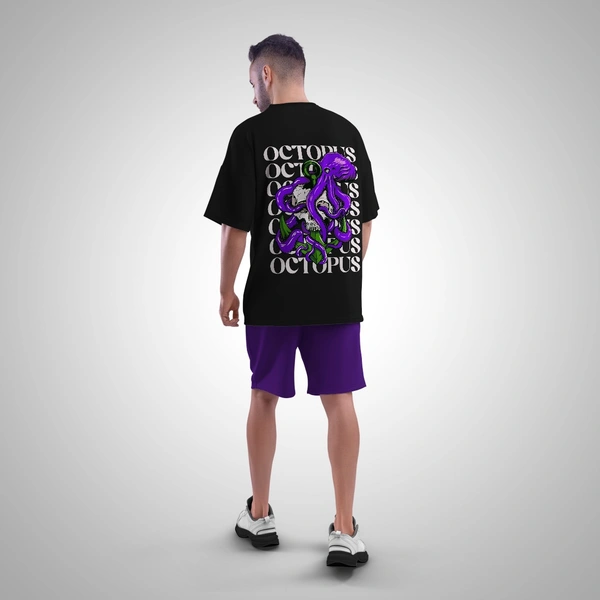 Fitforall® Octopus Printed Black Oversized T-shirt for Men - Black, M-40