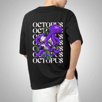 Fitforall® Octopus Printed Black Oversized T-shirt for Men - Black, M-40