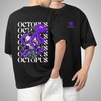 Fitforall® Octopus Printed Black Oversized T-shirt for Men - Black, M-40
