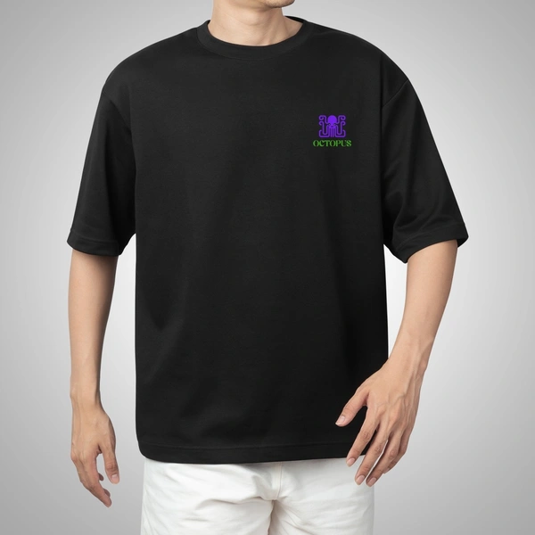 Fitforall® Octopus Printed Black Oversized T-shirt for Men - Black, M-40
