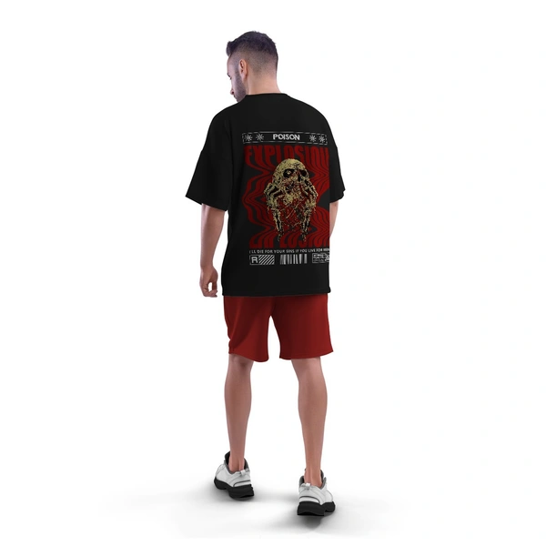 Fitforall® Poiison Printed Black Oversized T-shirt for Men - Black, M-40