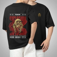 Fitforall® Poiison Printed Black Oversized T-shirt for Men - Black, M-40